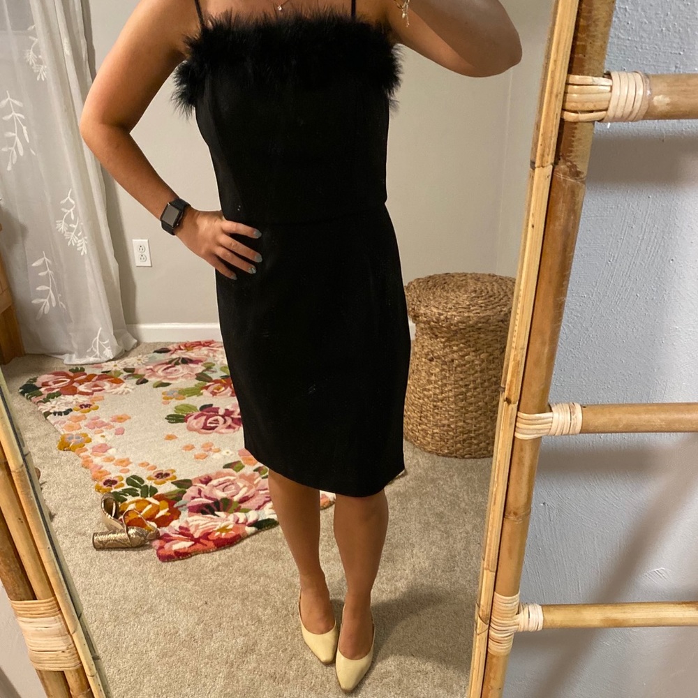 Black fur lined dress